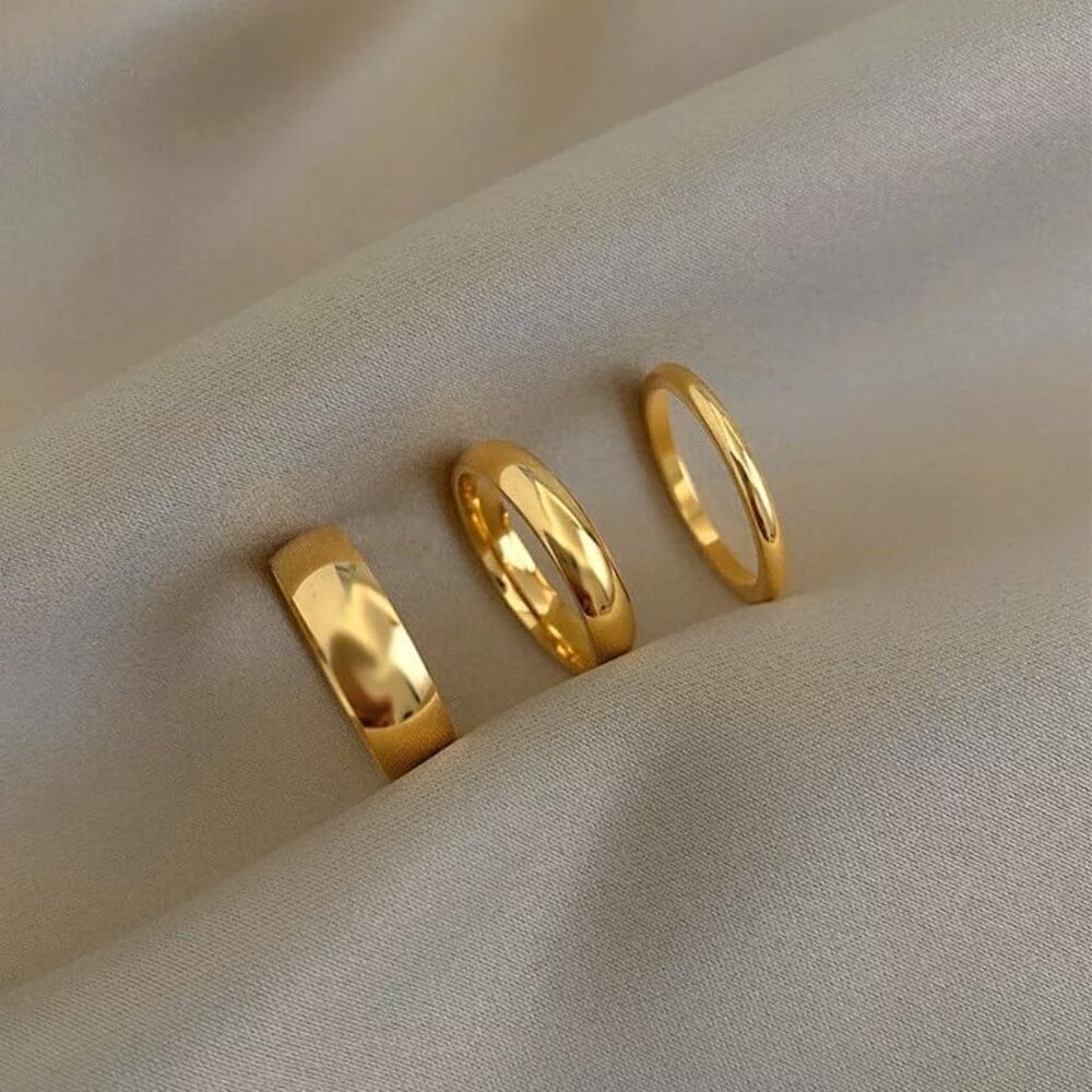 Versatile Stackable Gold Rings - 14k Plated Weddi… - image 3